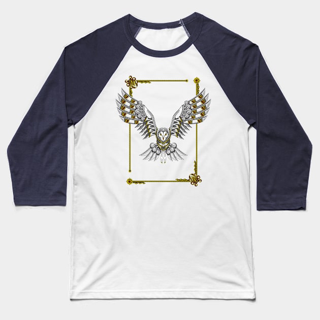 white owl and gold(no background) Baseball T-Shirt by DigitalCoret